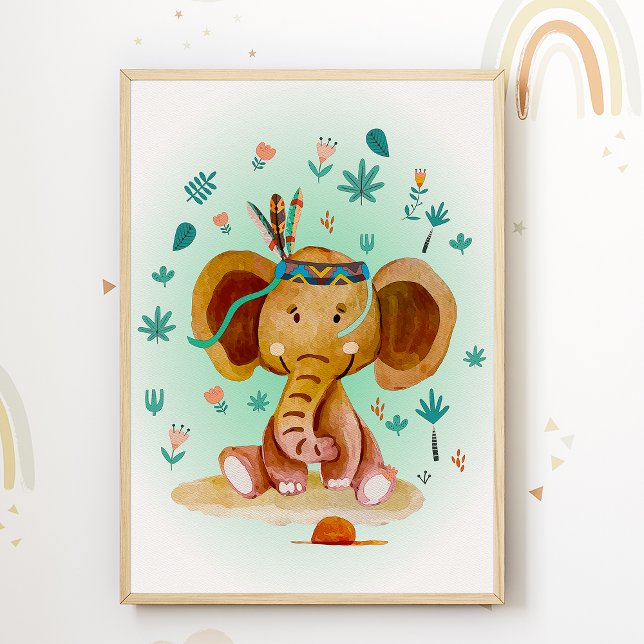 Elephant Kids Room Poster Animal Nursery Print (Creator Uploaded)