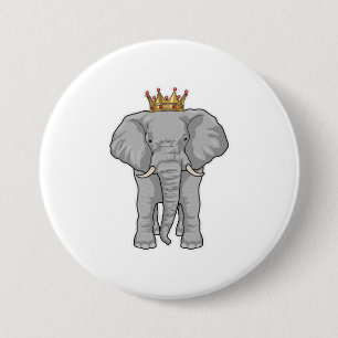 Elephant King Crown 7.5 Cm Round Badge