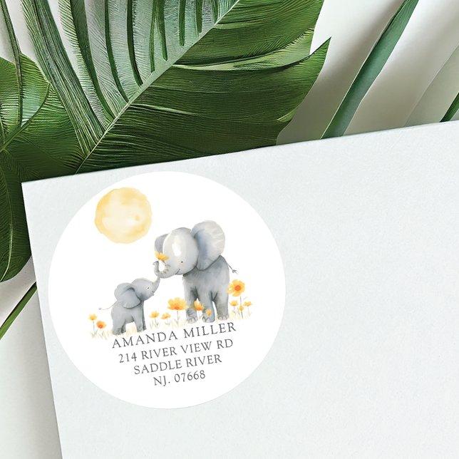 Elephant Kisses Baby Shower Address Label (Creator Uploaded)