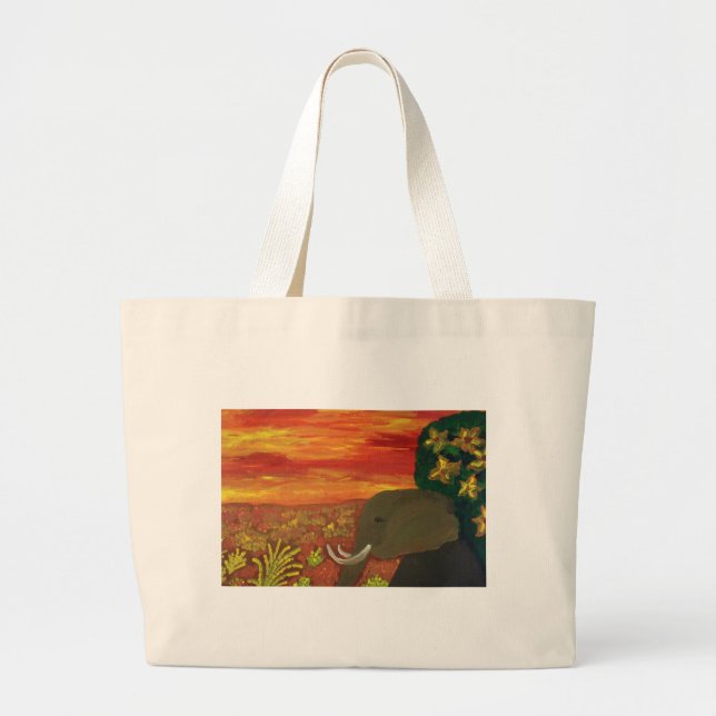 Elephant Large Tote Bag (Front)