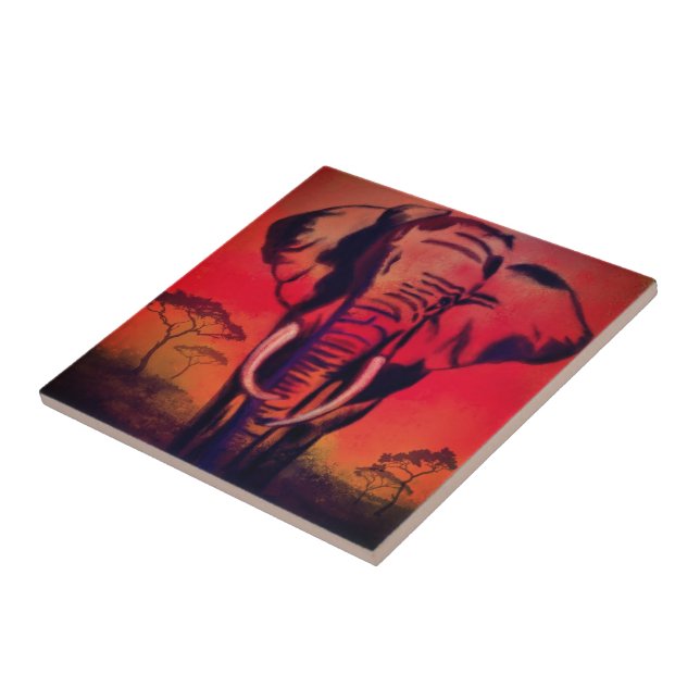 Elephant Leader - Drawing Art Collection Ceramic Tile (Side)