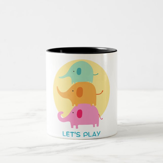 elephant let's play Two-Tone coffee mug (Center)