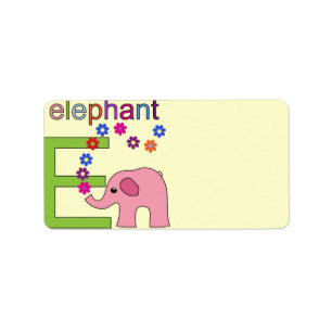 Elephant Letter E Address Label