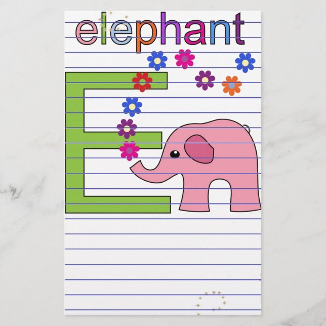 Elephant Letter E Stationery (Front)