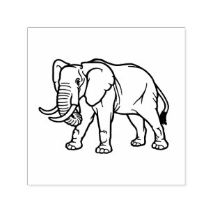 Elephant Line Art #2 Image Only, No Text Self-inking Stamp