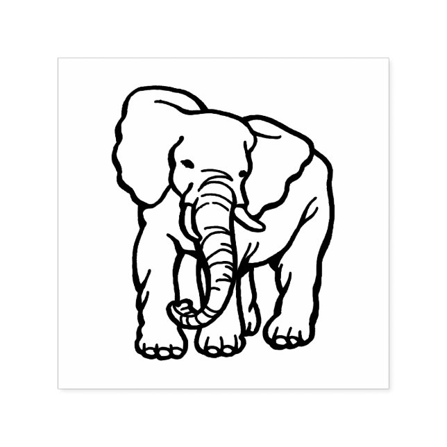 Elephant Line Art Image Only No Text Self-inking Stamp (Design)