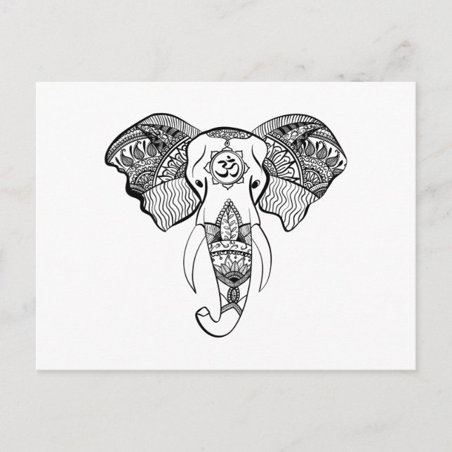 Elephant Line Drawing Postcard (Front)