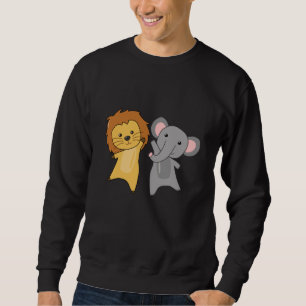 Elephant Lion Zoo Cute Animals For Kids Wild Sweatshirt