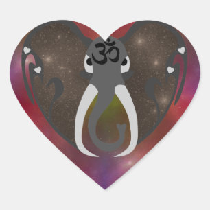 Elephant Listening to the Cosmos Heart Sticker