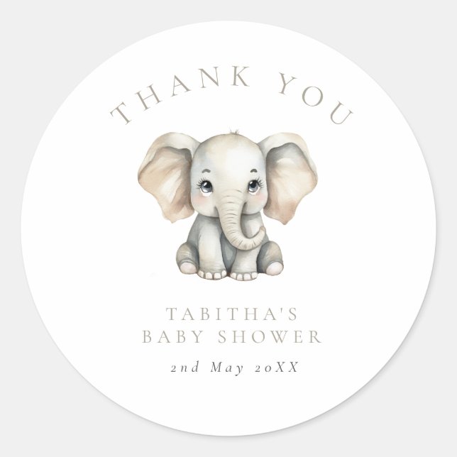 Elephant Little Peanut Baby Shower Thank You Classic Round Sticker (Front)