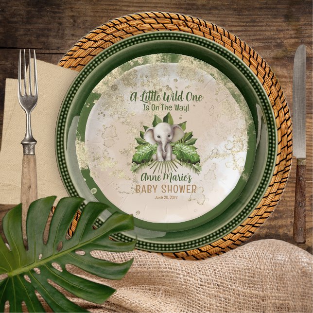 Elephant Little Wild One Is On The Way Baby Shower Paper Plate (Elephant A Little Wild One Is On The Way Baby Shower Paper Plates)