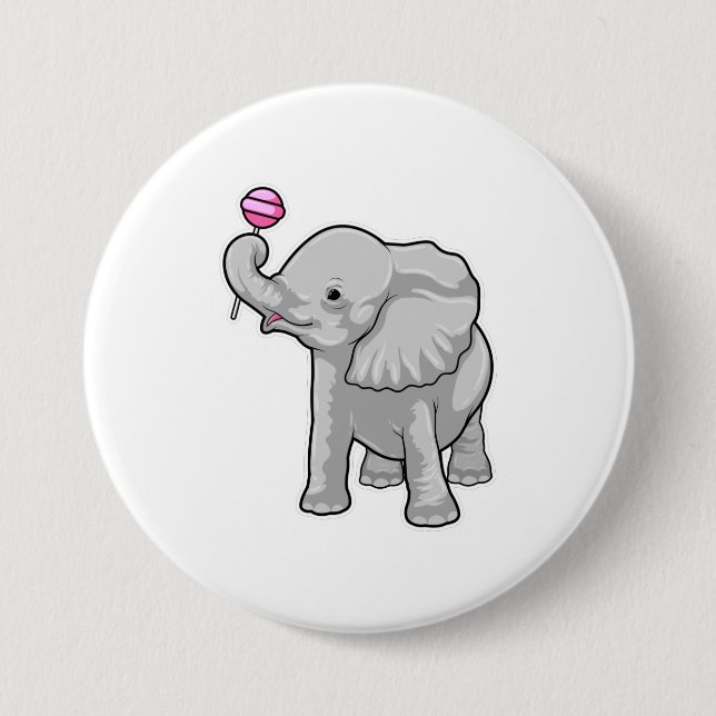 Elephant Lollipop 7.5 Cm Round Badge (Front)