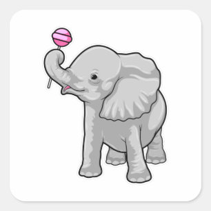 Elephant Lollipop Square Sticker