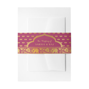 Elephant, Lotus Flower & Mundap Arch Wedding Invitation Belly Band