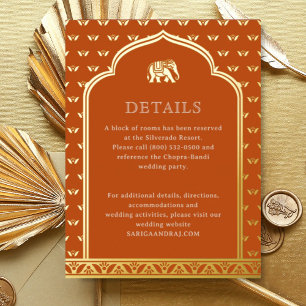 Elephant & Lotus Wedding Details Information Card