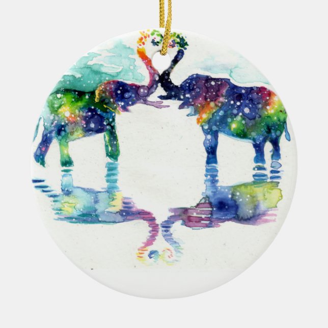 Elephant love ceramic ornament (Front)