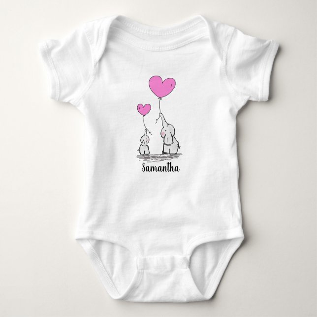 Elephant Love Design Baby Shirt Bodysuit (Front)