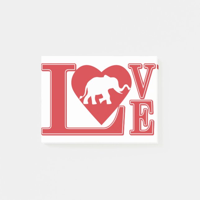 Elephant Love Heart Post-it Notes (Front)
