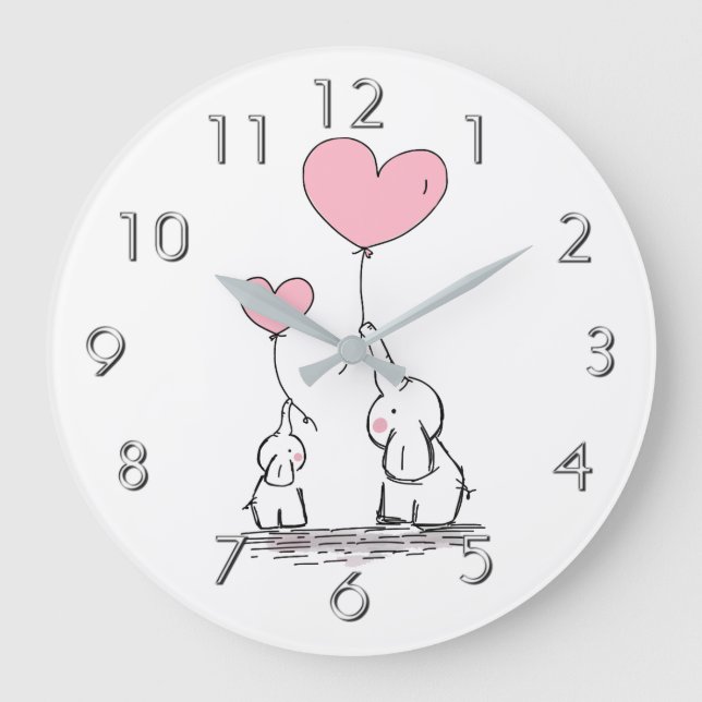 Elephant Love Large Clock (Front)