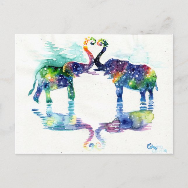 Elephant love postcard (Front)