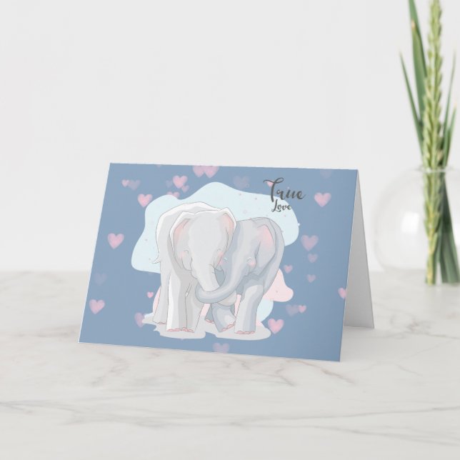 Elephant Love Romantic Valentine Card (Front)