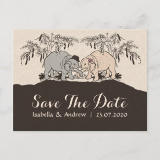 Elephant Love save the date Announcement Postcard