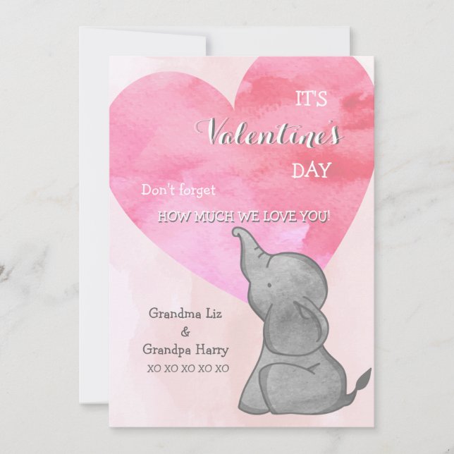 Elephant Love Valentine's Day Card (Front)