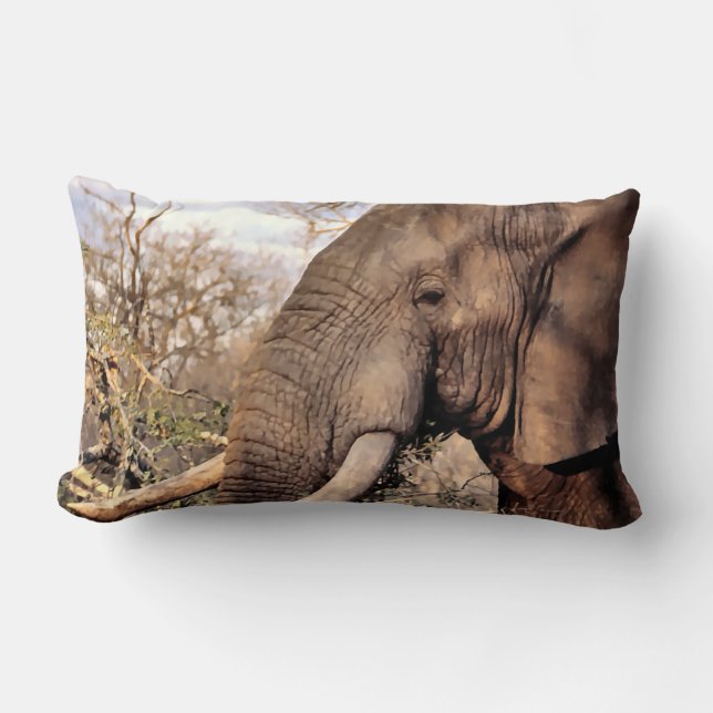 Elephant Lovers Art Lumbar Cushion (Front)