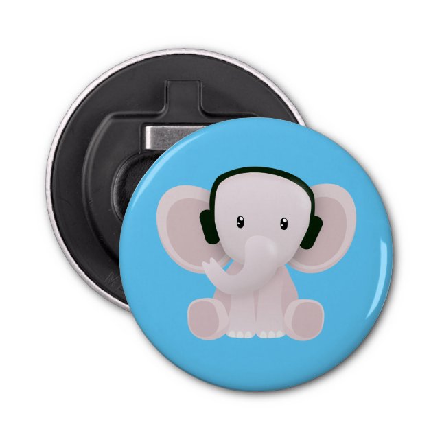 Elephant loves music bottle opener (Front)