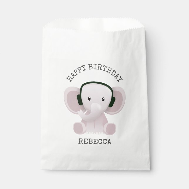 Elephant loves music favour bag (Front)