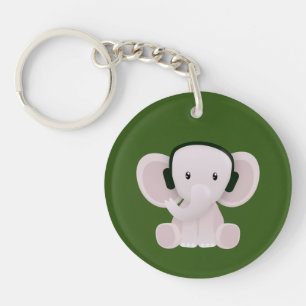 Elephant loves music key ring