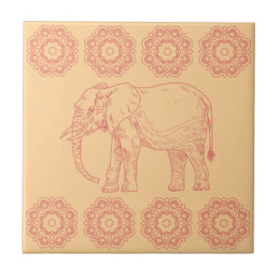 Elephant madala terracotta tones ceramic tile