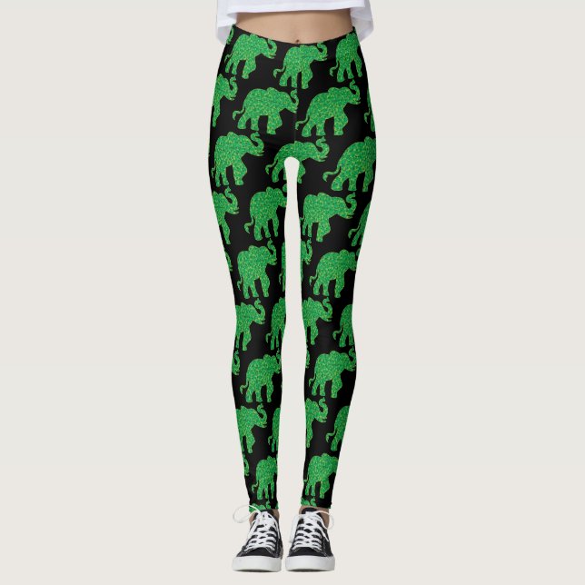 Elephant made in Shamrocks Leggings (Front)