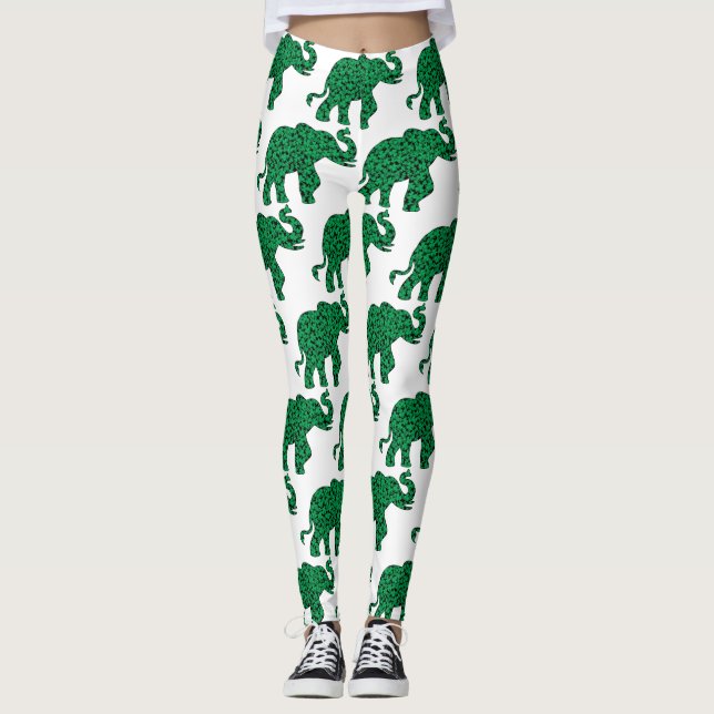 Elephant made of shamrocks leggings (Front)