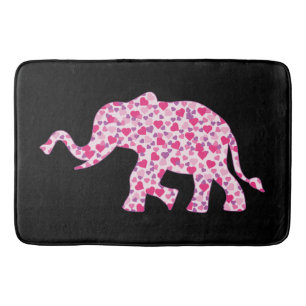 Elephant made up of Pink Hearts Bath Mat