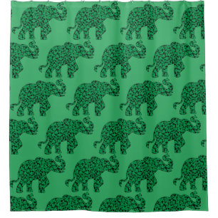 Elephant made up of Shamrocks Shower Curtain
