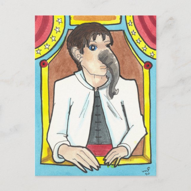 Elephant Man Circus Side Show Freak art postcard (Front)