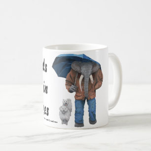 Elephant Man Walking Dogs Fantasy Art Coffee Mug
