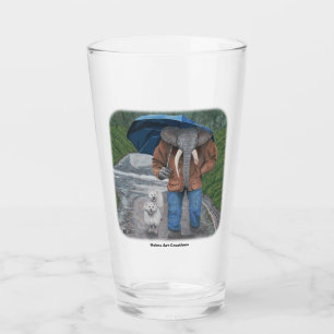Elephant Man Walking Dogs Fantasy Art Glass Cup