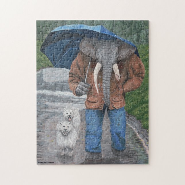 Elephant Man Walking Dogs Fantasy Medium Puzzle (Vertical)