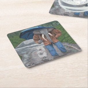 Elephant Man Walking Dogs Fantasy Paper Coasters