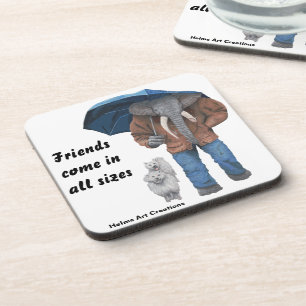 Elephant Man Walking Dogs Fantasy Plastic Coasters
