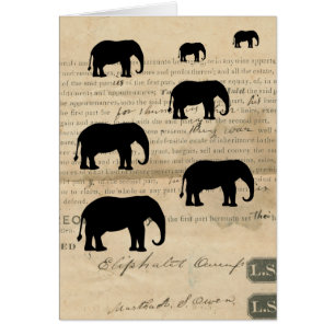 Elephant March on1860's Deed Ephemera Card Vintage