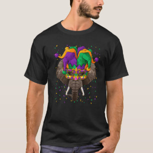 Elephant Mardi Gras Animal Face Carnival Jester Fe T-Shirt