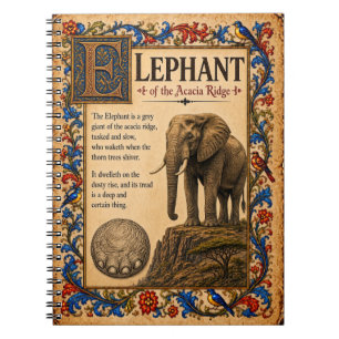 Elephant, Mediaeval Bestiary Art Notebook