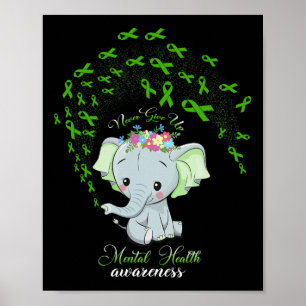 elephant mental health awareness gift warrior men poster