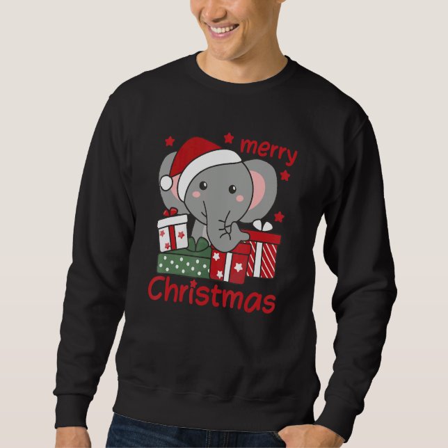 Elephant Merry Christmas Winter Elephant Christmas Sweatshirt (Front)