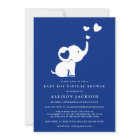 Elephant Minimal Baby Boy Virtual Shower Navy Blue