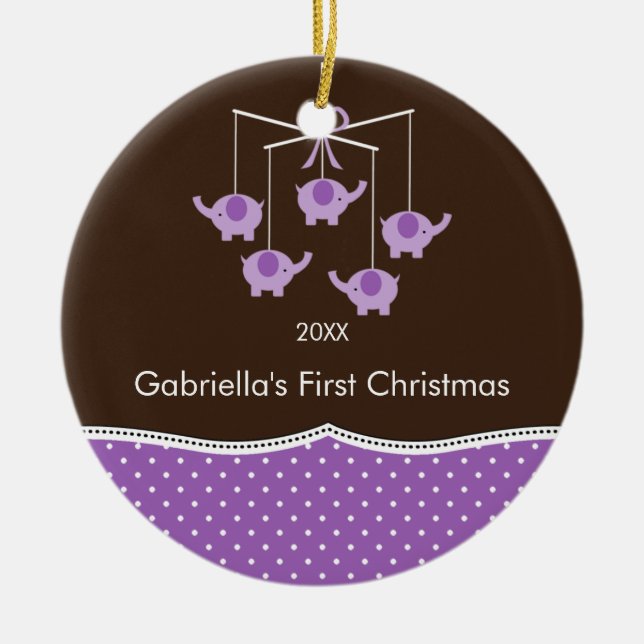 Elephant Mobile Baby's First Christmas Ornament (Front)