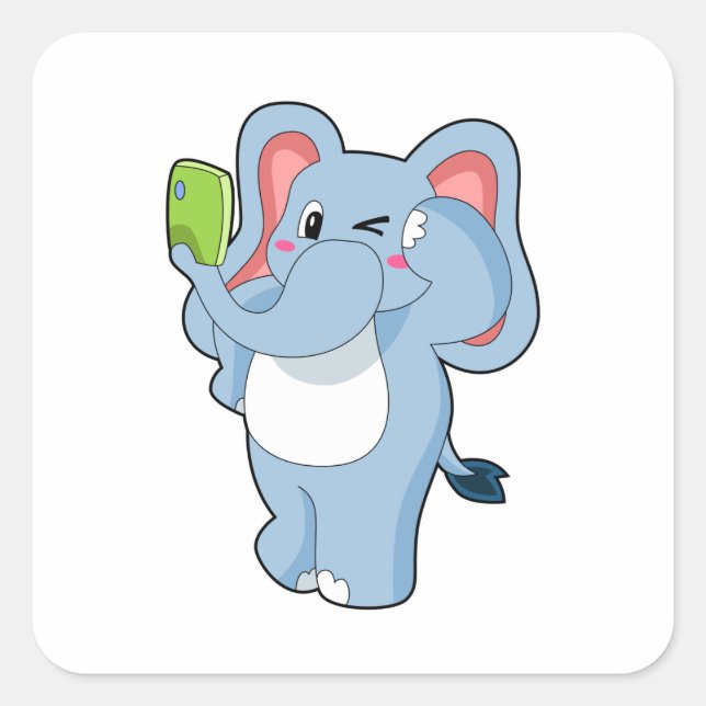 Elephant Mobile Square Sticker (Front)